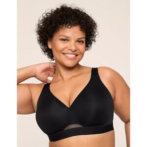 Cacique Comfort Bliss Lightly Lined No-Wire Bra sz 50D black new WL346